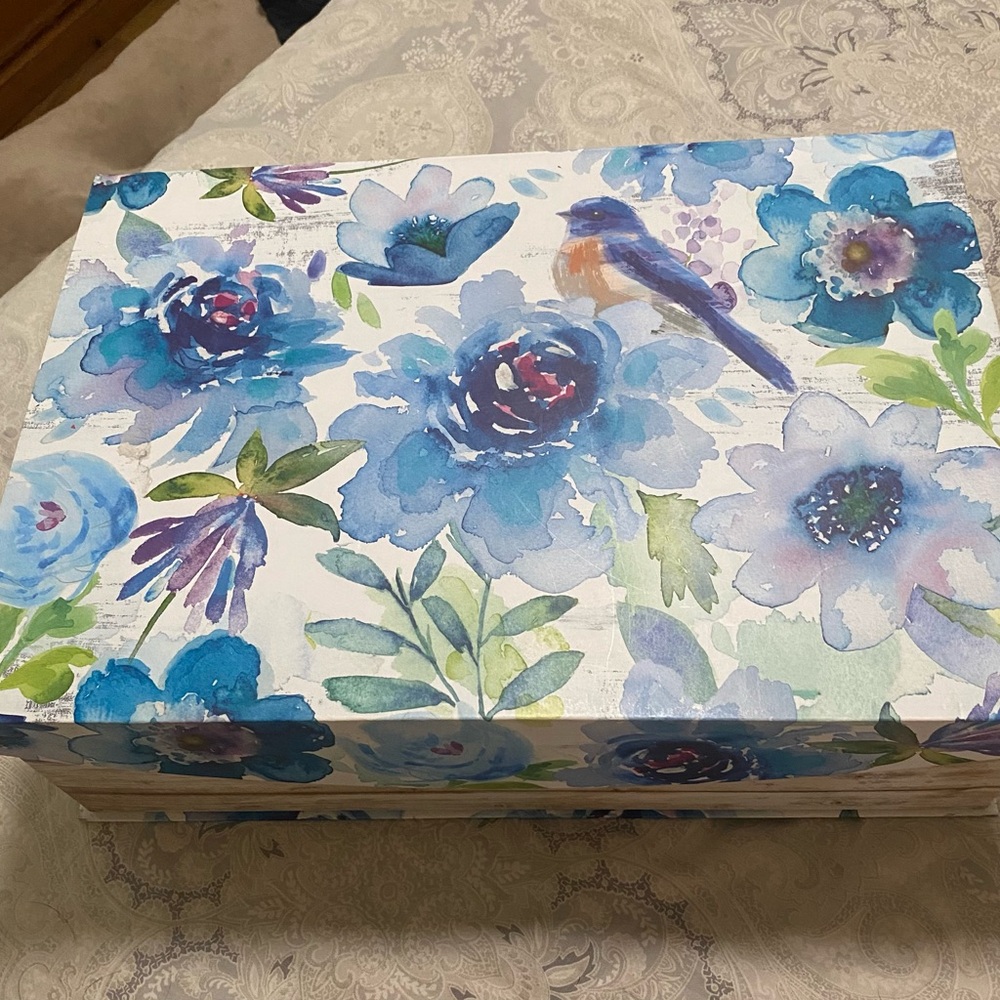Floral Decorative Box with Bird Design